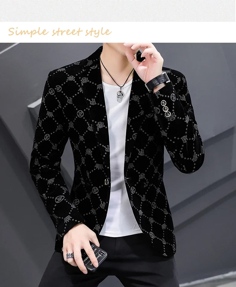Blazer New Men's Fashion Business Corduroy Gentleman Fit Shopping Outdoor Performance Wedding Banquet Casual Blazer