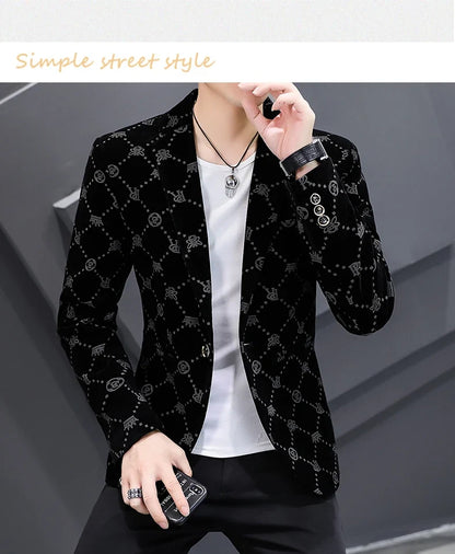 Blazer New Men's Fashion Business Corduroy Gentleman Fit Shopping Outdoor Performance Wedding Banquet Casual Blazer