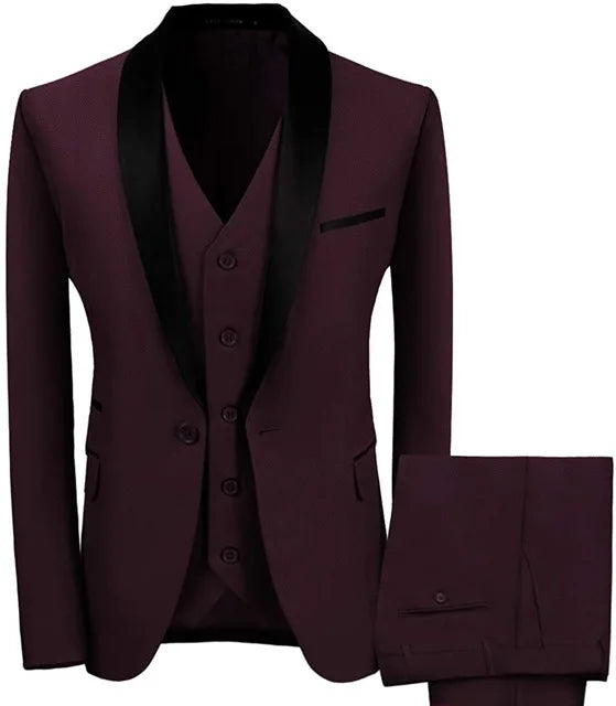 Fashion Colorful Black Lapel Wedding Men Suit Costume Homme Groom Tuxedo Prom Party 3 Pcs Slim Fit Men Blazer Terno Masculino