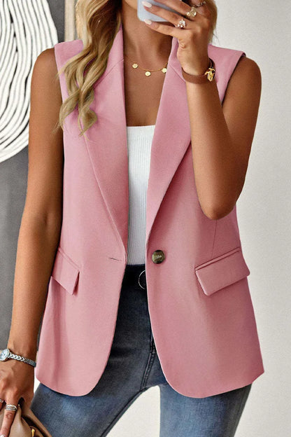 Blazer Women Clothing Coat Vest Solid Single-breasted Casual Elegant Fashion Sleeveless Solid Street Jacket Clothing New
