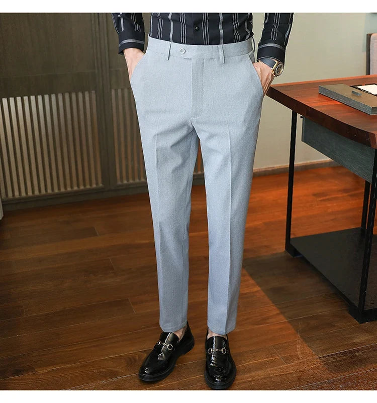 Plus size 40 38 Men Business Solid Suit Pant 2026 Spring Formal Slim Fit Wedding Trouser Mens Brand Fashion Casual Dress Pants