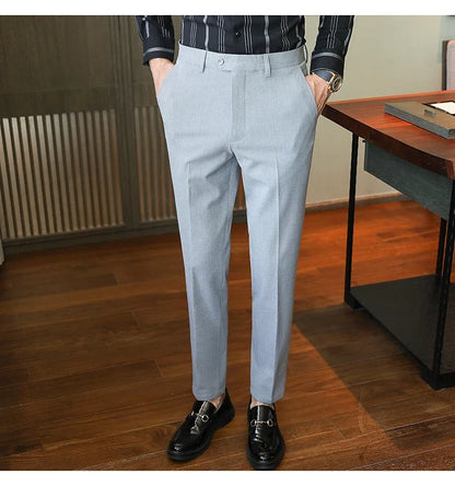 Plus size 40 38 Men Business Solid Suit Pant 2026 Spring Formal Slim Fit Wedding Trouser Mens Brand Fashion Casual Dress Pants