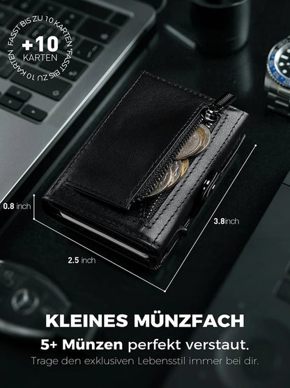 Men's RFID Blocking Wallet with Coin Pocket Airtag Wallet