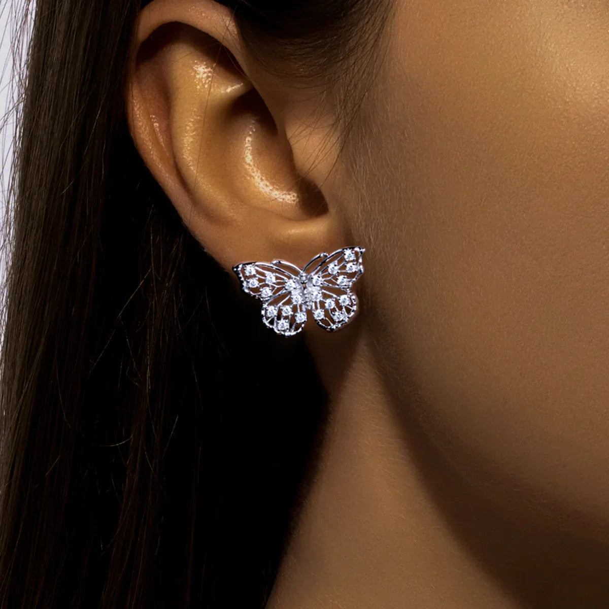 D Color 1.6mm Moissanite Butterfly Stud Earring 925 Sterling Silver 18K Plated Jewelry for Women Birthday Gifts