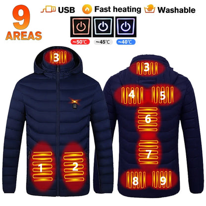 21 Areas Heated Jacket Women's Warm Vest USB Men's Heating Jacket  Waterproof Winter Heated Jackets Ski Clothing Coat Heated