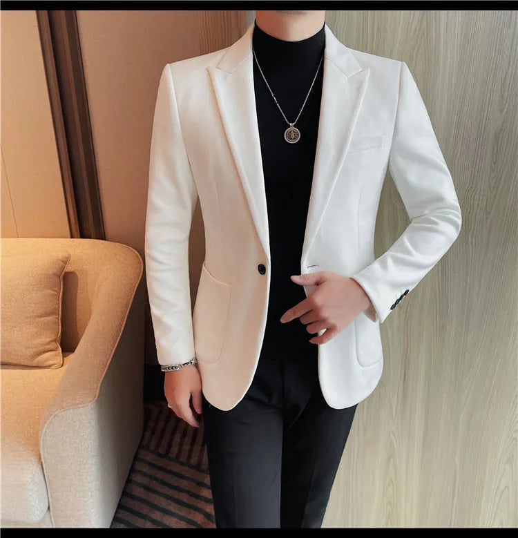 Classics Autumn Winter Suede Suit Jackets Fashion New Solid Slim Fit Business Office Social Blazer Wedding Top Mens Clothing 4XL