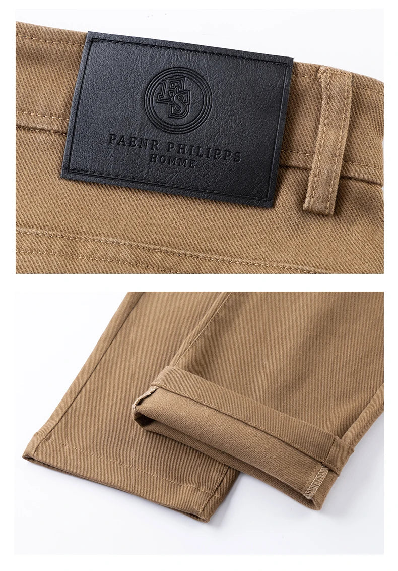 High Quality Lyocell Jeans Men Spring Autumn New Fashion Straight Long Pants Soft Business Brand Classic Stretch Denim Trousers