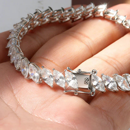 0.5CT Marquise Cut Certified Moissanite Tennis Bracelets for Women Sterling Silver S925 Plated 18k Gold Fine Jewelry