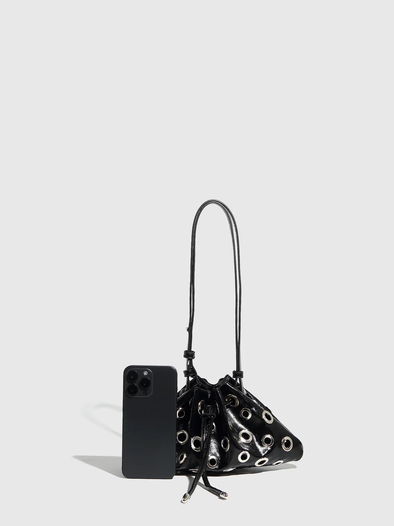 Hollow Rivet Designer Shoulder Bag Designer Luxury Bags Women 2025 Drawstring Bucket Bags High Quality Handbags Mini Purses Chic