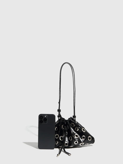 Hollow Rivet Designer Shoulder Bag Designer Luxury Bags Women 2025 Drawstring Bucket Bags High Quality Handbags Mini Purses Chic