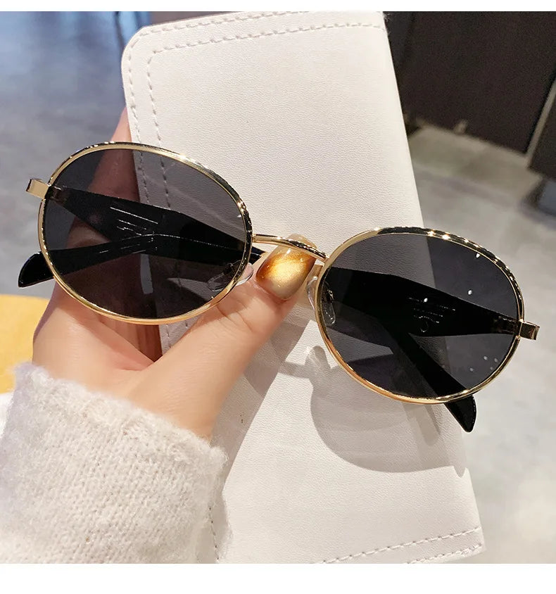 Fashion New Trend Oval Acetate Sunglasses for Women Brand Designer Ladies Shades Party Eyeglasses Girls Frame Sun Glasses