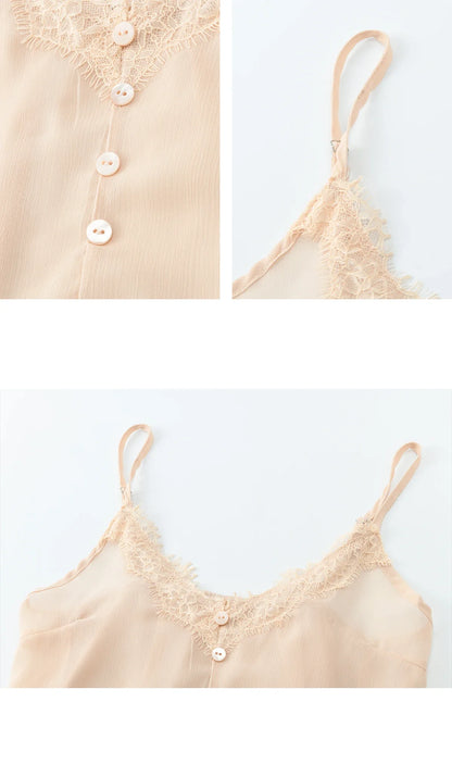Women's French Style Beige Sheer Chiffon Blouse V Neck Lace Trim Elastic Waist Peplum Top For Spring Summer MXF16T1588