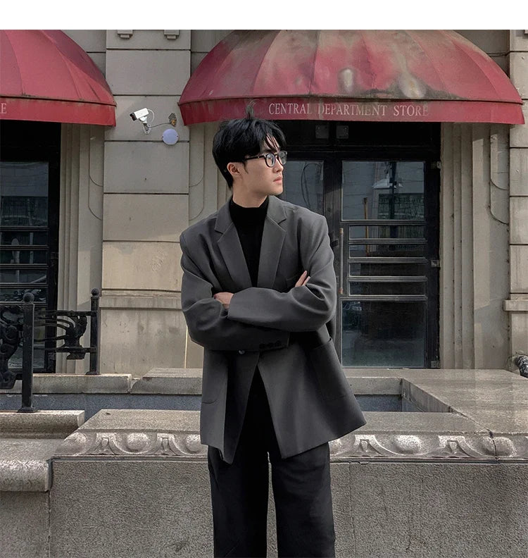 Spring Summer Men Formal Blazers Men Korean Fashion Loose Casual Dress Jacket Men Harajuku Social Suit Jacket Clothing