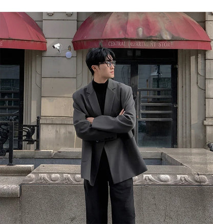 Spring Summer Men Formal Blazers Men Korean Fashion Loose Casual Dress Jacket Men Harajuku Social Suit Jacket Clothing