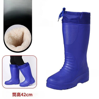 Men's Women's High-End Rain Boots Closed Rainproof and Waterproof Short and Mid.Calf Length Non-Slip Drawstring Rubber Boots