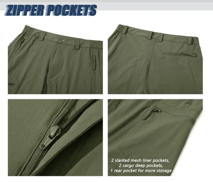 5 Zipper Pockets Summer Quick Dry Cargo Shorts Mens Fishing Shorts Stretch Outdoor Hiking Nylon Work Shorts Lightweight