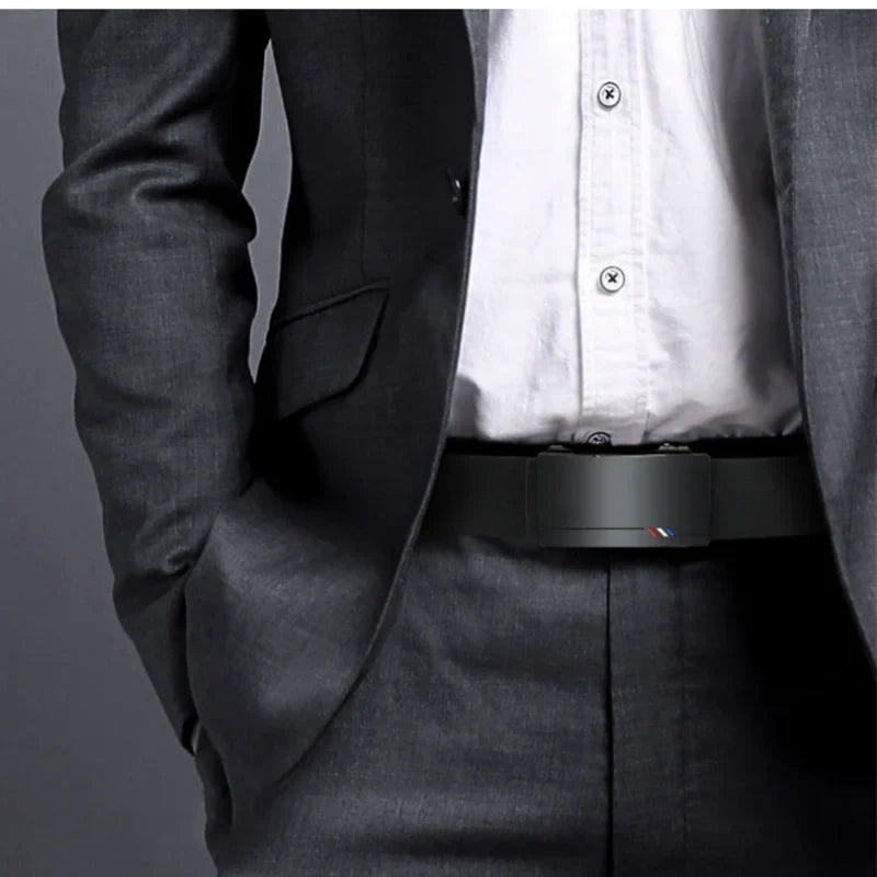 Men's Leather Belts Fashion Automatic Buckle Cowskin Male Belts Luxury Designer Black belt 105-160cm Plus Size Jeans Belt