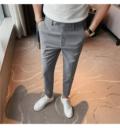 High Quality Fashion Striped Casual Men's Suit Pants 2026 New Business Office Social Wedding Slim Fit Trousers Oversized Size