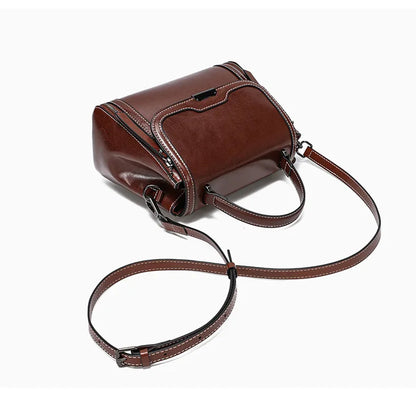 Cowhide Women's Tote Bag 2024 New Luxury Genuine Leather Shoulder Crossbody Bags High Quality Vintage Female Handbag 6241