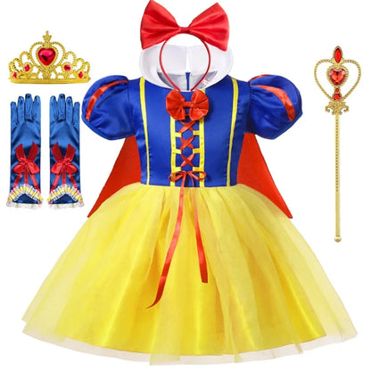 Halloween Baby Girls Snow White Disney Princess Dress Up Lace Ball Gown Kids 12Y Fantasy Party Birthday Clothes Cosplay Costume