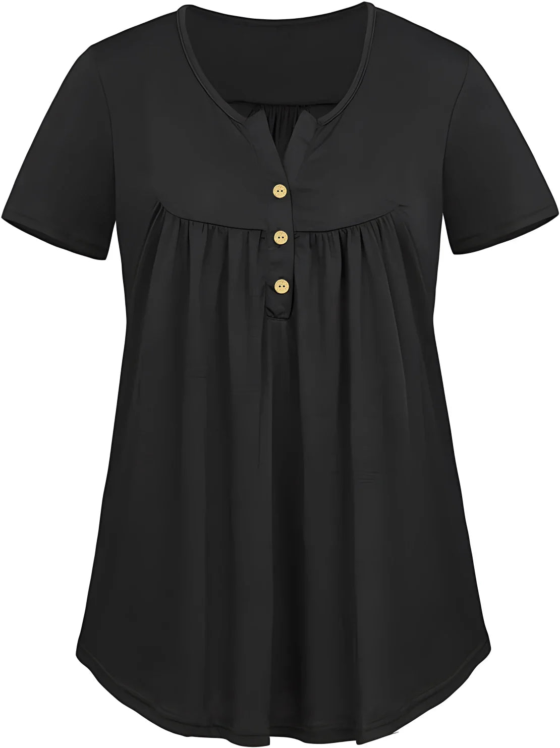 Solid Color Button Front Tee, Casual Fashion Short Sleeve Scoop Neck T-shirt for Summer