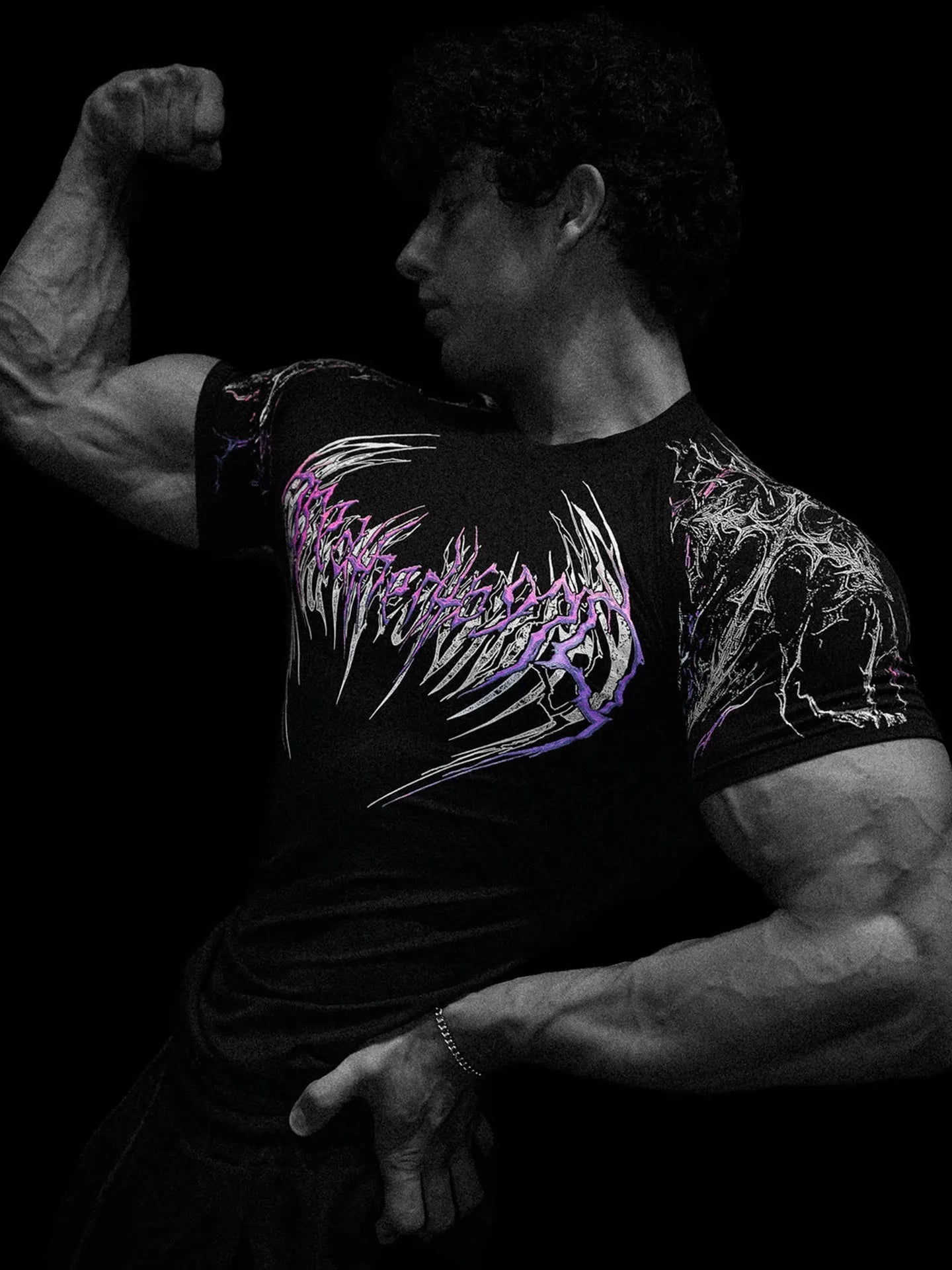 Dark Dragon Slayer Men's 2026 Summer New Fitness Clothes Speed Drying Running Printed Compression Clothes Sports T-shirt