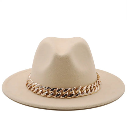 Hat For Women Autumn Winter New Party Jazz Fedora Hats With Fashion Luxury Oversized Chain Accessory Bag Two-piece Set