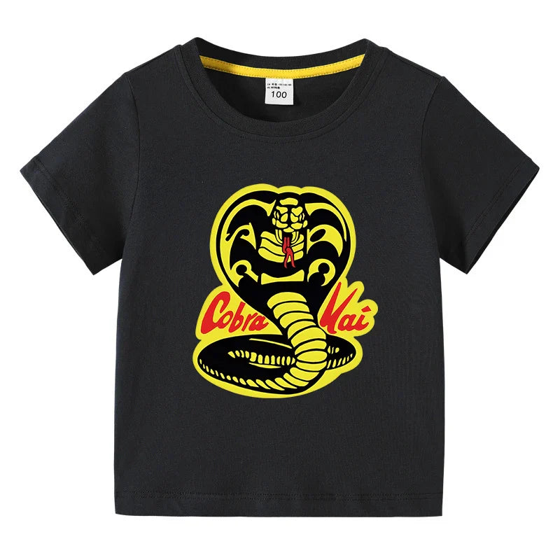 Cobra Kai Printed Summer Chlidren' T-shirt Boys Girls O-Neck Short Sleeve Tees Kids Pure Cotton Clothing Baby Boys Gift