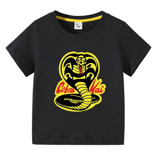 Cobra Kai Printed Summer Chlidren' T-shirt Boys Girls O-Neck Short Sleeve Tees Kids Pure Cotton Clothing Baby Boys Gift