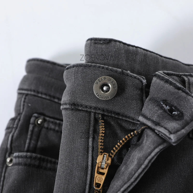 New Women Thick Velvet Jeans Fleece Warm Korean Fashion High Waist Skinny Elastic Pants Jean Casual Legging Winter 2023