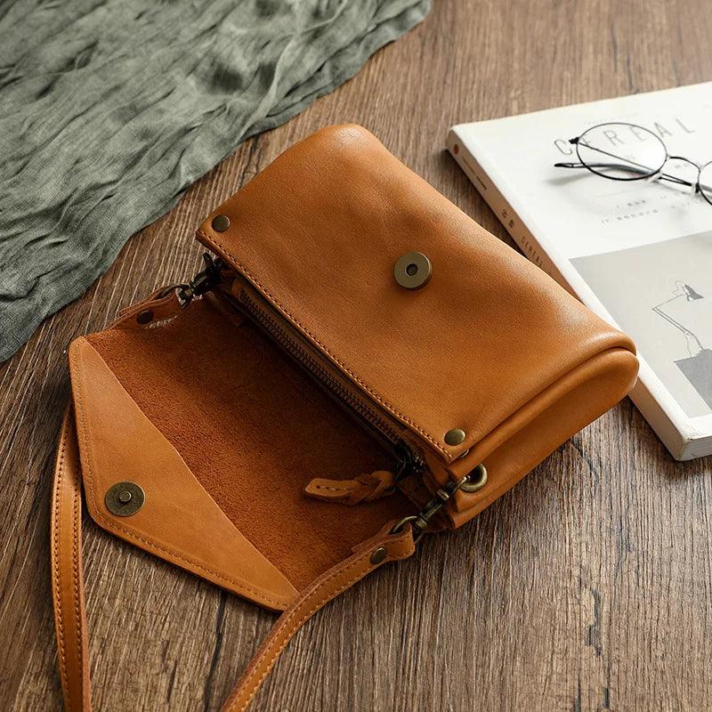 High Quality Genuine Leather Women Crossbody Bag New Style Multi-Layered Messenger Bags Small Female Mobile Phone Purse Bag