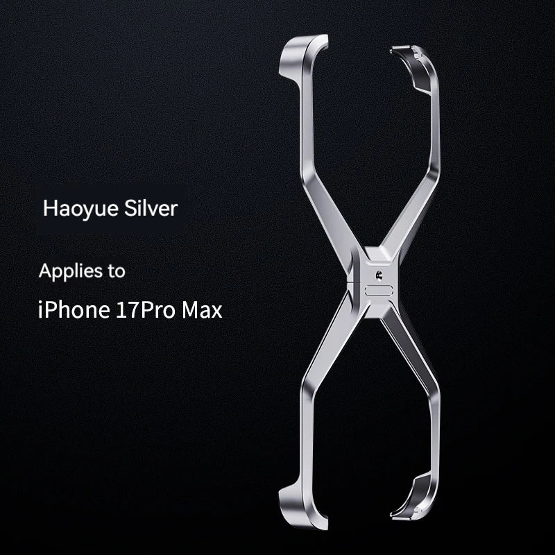 New X-Shaped Metal No Border Four Corner Anti Fall Irregular Phone Case,For iPhone 17 Promax 17 Pro Bumper Back Cover