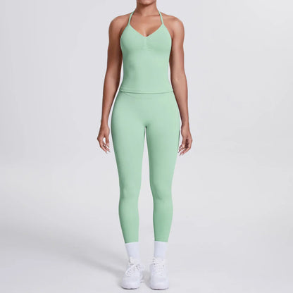 2 Piece Yoga Clothes Women Tracksuit Athletic Wear Pilates Fitness Suit Gym Workout Push Up Clothes Sports Bra Leggings Suit