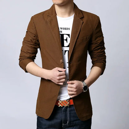 Plus Size M-6XL Fashion Men's Casual Slim Fit Blazer Spring Autumn Two Buttons Suits Jacket Men Outwear Masculine Blazer FS-119