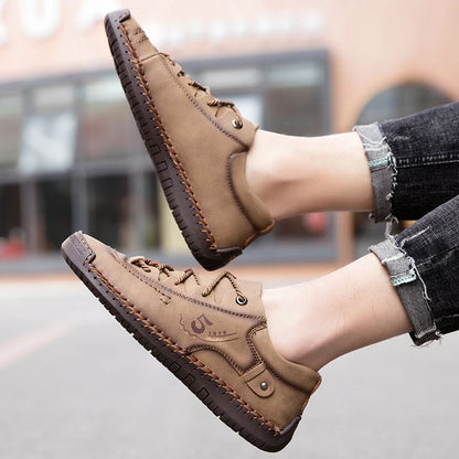 New Large-Sized 100% Cowhide Men's Boots Fashionable Casual Thick-Soled Breathable Men's Leather Shoes Outdoor Sports Chelsea