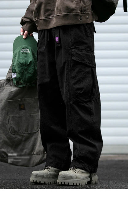 Oversized Cargo Pants For Men Multi Pocket Loose Fit Streetwear Casual American Style Korean Trendy Fashion Straight Leg Pants