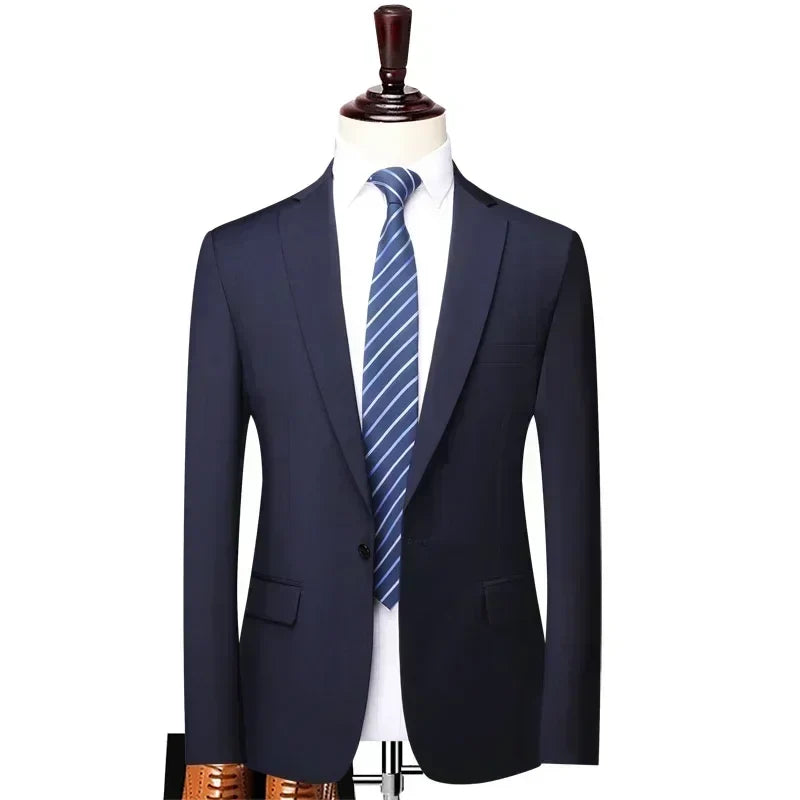 S-8XL Blazer New Men's Fashion Business Solid Color British Style Professional Work Groom Wedding Dress Best Man Blazer Jacket