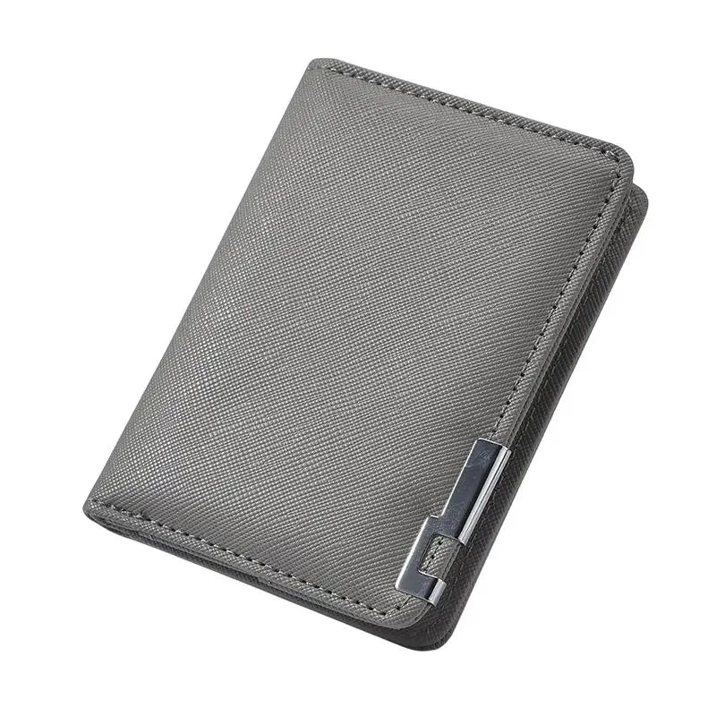 Black Faux Leather Slim Wallet with Multiple Card Slots Business Style for Men Perfect for Business Meetings