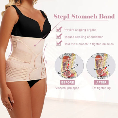 3 In 1 Postpartum Waist Trainer Body Shaper Compression Tummy Girdles Corset Belt Shapewear Faja