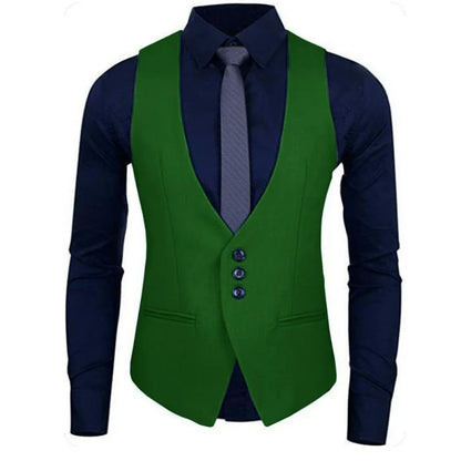 Men Vest White Solid Color Single Button Waistcoat For Wedding Business Banquet Work Formal Casual Men Suit Vest