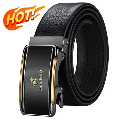 Belt for men, Genuine Leather Belt, Alloy Automatic Buckle Ratchet Belt, Men's Fashion Designer Belt 110cm-130cm