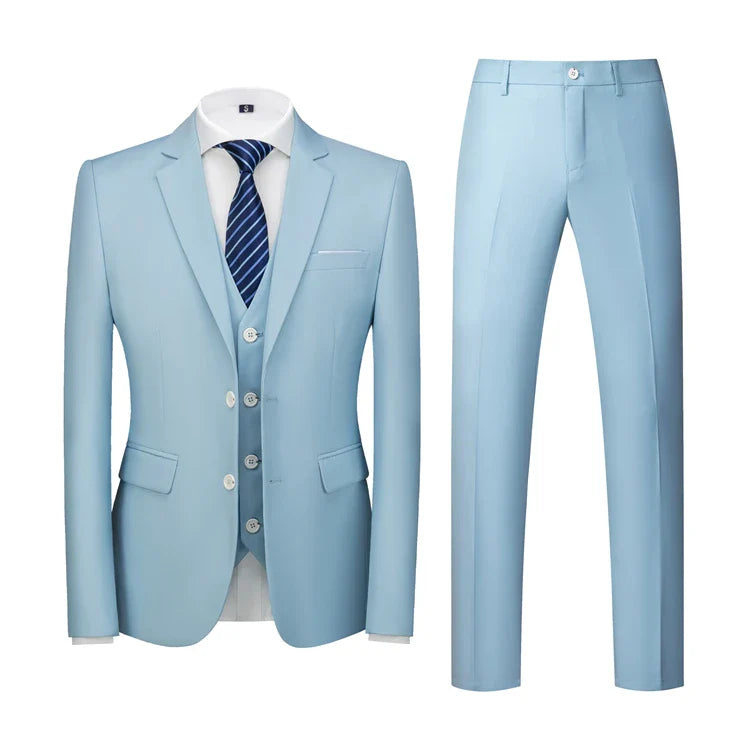 16 Colors ( Jacket + Vest + Pants ) Men's High Quality Formal Business Slim Fit Mens Suit Best Groom Wedding Tuxedos 3 piece Set