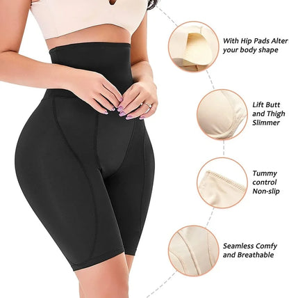 Women's Shapewear Padded Panties Hip Butt Thicker Enhancer Body Shaper Removable 4 Pads Butt Lifter Tummy Control Booty Shorts