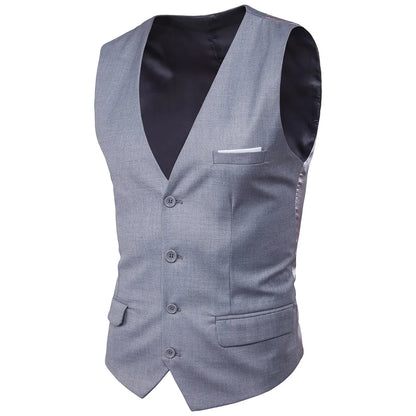 High Quality Men Suit Vest Waistcoat Business Casual Slim Groom Groomsman Wedding Men's Dress Blazer Vests Formal Party Dress