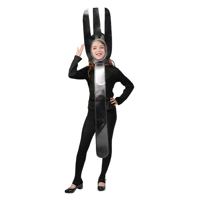 Halloween Carnival Cutlery Spoon Knife Fork Headdress Holiday Dress Up Oufits Funny Cosplay Costume Party Clothes Kids Garment