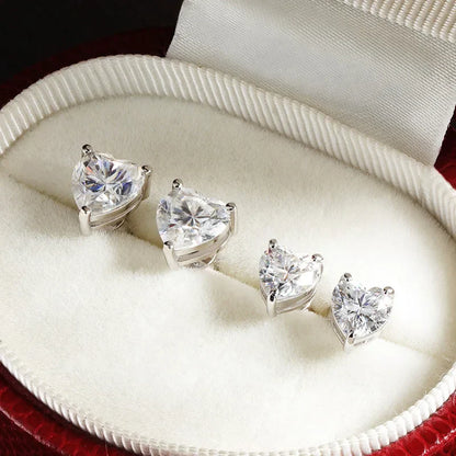 D VVS1 Heart Moissanite Earrings for Women GRA Certified Lab Grow Diamond Solid 925 Silver Plated 18k Gold Stud Earring
