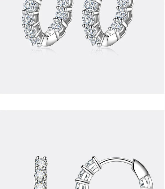 1.8CT All Moissanite Earrings for Women S925 Pure Silver GRA Certified Diamond Temperament Fashion Wedding Party Jewelry