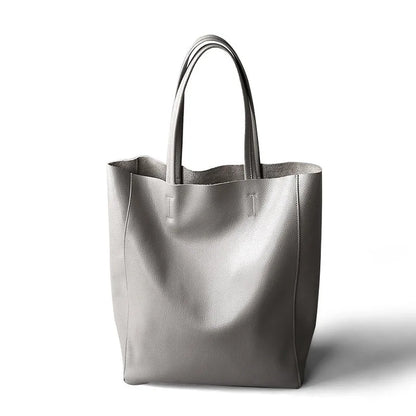 Genuine Leather Bag Women Casual Tote Female Luxury Simple Fashion Handbag Lady Cowhide Leather Daily Use Shoulder Shopping Bag