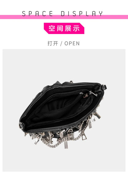 Punk Style Ruched Dumpling Armpit Bag 2025 Multi Zipper Head Decoration Women's Shoulder Bags Spicy Girl Y2K Handbags