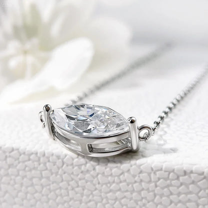 Marquise Cut 1-3CT Zircon or Moissanite Necklace for Women Gemstone Lab Diamond Pendant 925 Sterling Silver Plated 14K